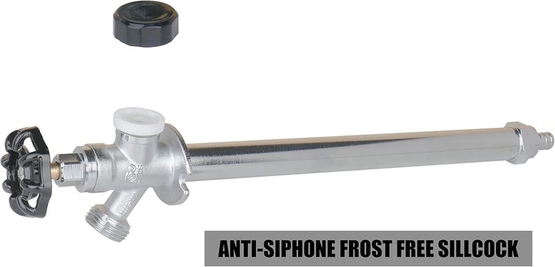 WHK 12 Inch Frost Anti-Siphon Sillcock 1/2 Inch PEX B X 3/4 Inch Hose Bibb,Frost Proof Outdoor Faucet Bib with Vacuum Breaker-Frost Free Spigot PEX Crimp Connection(Brass) - Image 2
